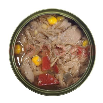 China Tuna Flake With Vegetables In Canned Chili Flavor Salad Canned Oil for sale