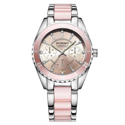 China Amazon hot sales quartz watch women's non-specific luminous three watch stainless steel ceramic stainless steel watch for sale