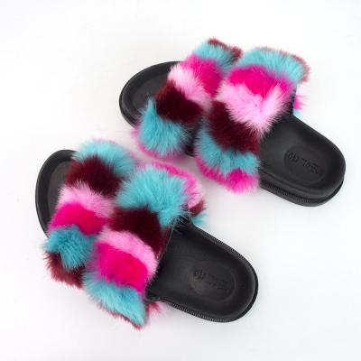 China 2020 fashion new style hot sale style fur slides for women new arrival faux fur slipper fur sandals women wholesale shoes for sale