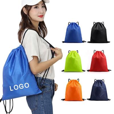 China Wholesale Fashion Folding Drawstring Bag Polyester Drawstring Custom Waterproof Nylon Backpack for sale