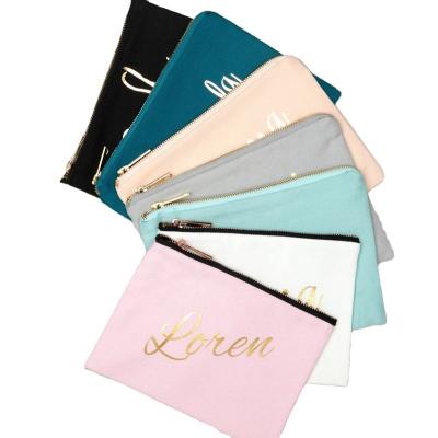 China Wholesale Custom Cotton Canvas Makeup Travel Fashion Logo Printed Zipper Pouch Toiletry Cosmetic Bag for sale