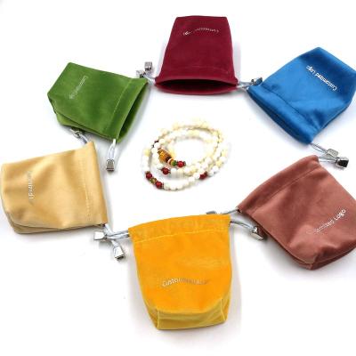 China For Jewelry Packaging Custom Printed Reusable Jewelry Use Velvet Drawstring Pouch Bag for sale