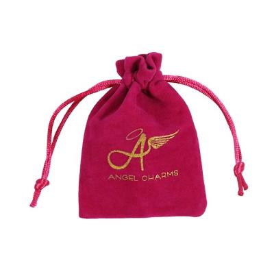 China For Jewelry Packing Custom Printed Drawstring Jewelry Pouch Velvet Pouch Bag With Logo for sale