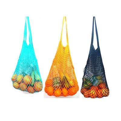 China Eco-Friendly Net Twine Mesh Bag With Long Handle Reusable Mesh Storage Fruit Vegetables Washable Shopping Bag Cotton Market for sale