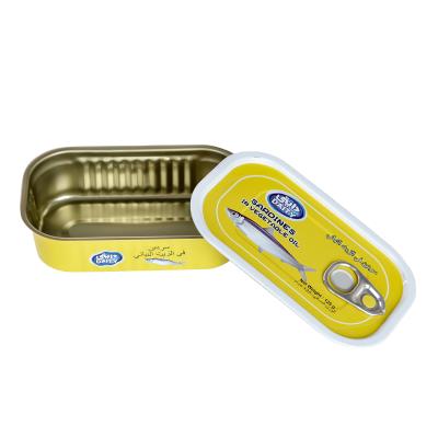 China Custom Standard Tuna Fish Rectangular Seal Ring-Pull Tin Can with Lid Food Packaging for sale