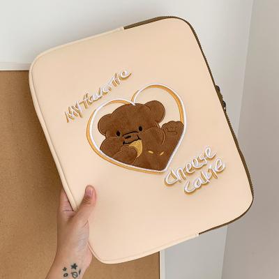 China Micani Cute Cute Bear Style Cotton Central Institute of Statistics Korea Laptop Sleeve Tablet Sleeve Bag Protective Cove Embroidery Cove Embroidery Logo Cute Cute Bear protection for sale