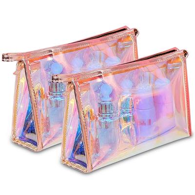 China Fashion Micani New Arrivals Translucency Holographic TPU Cosmetic Bag Waterproof Cosmetic Pouch for sale