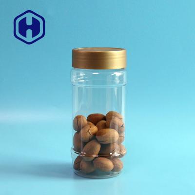 China 1000ml PET Jar Bottle Gold Screw Top Round Snacks Coffee Beans Transparent for sale