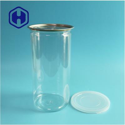 China 1400ml Big Pop Corn Nuts Transparent Plastic Transparent PET Cans With Easy Open End for sale