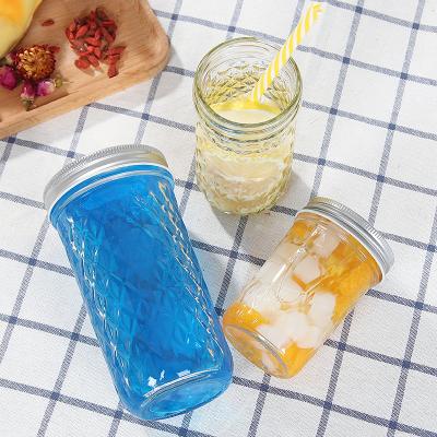 China Viable Glass Water Bottle Sealed Bottle Milkshake Juice Drink Cup Ice Cold Glass Mason Jars Beverage for sale