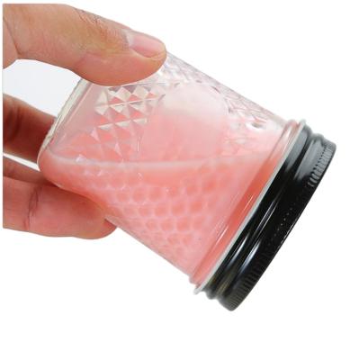 China 100ml 300ml 500ml Large Caliber Empty Clear Food Storage Canning Ball Viable Glass Mason Jar Cup Jar With Lids For Canning for sale