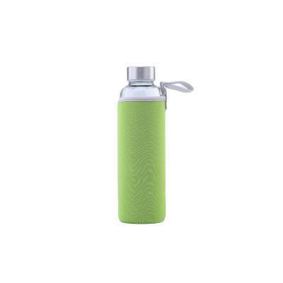 China 280ml 360ml 420ml 550ml Sustainable Sustainable Borosilicate Glass Water Bottle With Bamboo Lid And Silicone Sleeve for sale