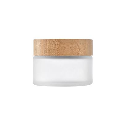 China 5g/10g/20g/30g/50g/100gEmpty Cosmetic Sets Clear Frosted Glass Cream Jar With Bamboo Lid for sale