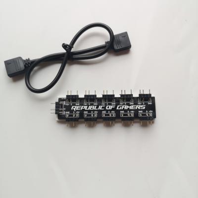 China COMPUTER Dazzle Lumi 12 Way RGB Fan Hub Network 5V 3PIN Controller SATA TV 1 To 10 Splitter for sale