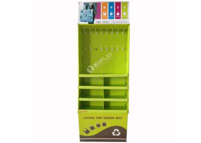 China Iphone Accessories Corrugated Cardboard POS Display Stand With Hooks Matt Lamination for sale