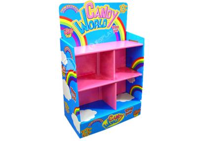 China Rainbow Candy Flooring Cardboard Point Of Sale Display Stands Units for sale