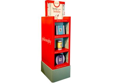 China Three Tiers Cardboard Floor Displays Customized Promotional Gift Shelves for sale