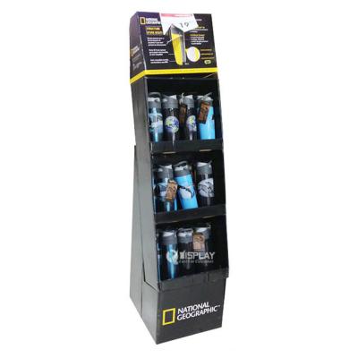 China Black Custom Cardboard Display Stands / Corrugated Floor Display For Drink Bottle for sale