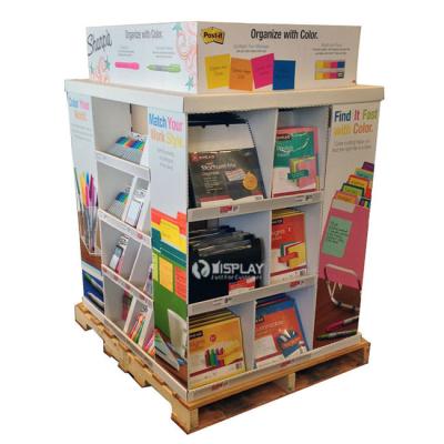 China Portable Large Corrugated Cardboard Pallet Display Shelf For Stationery for sale