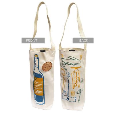 China Cutom Style Fashion 12 Ounce One Bottle Cotton Canvas Hot Sale Gift Handled Reusable Wine Bag for sale