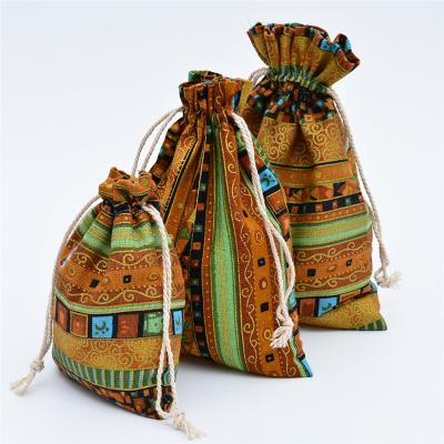 China Fashion and Eco-Friendly Cotton Printed Mosquito Repellent Bag Jewelry Mosquito Incense Drawstring Pouch Packing Canvas Bags for sale