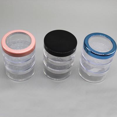 China Wholesale Loose Powder Luxury Round Stackable Loose Powder Jar For Powder for sale