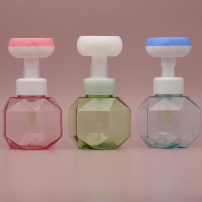 China Duannypackl new design cosmetic light pink blue green custom petg 300ml foam wick detergent flower pump foam sanitizer bottle for sale