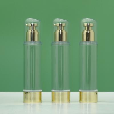 China Duannypack 30ml 50ml 100ml Airless Pump Bottle Face Serum Products Round Cosmetic Lotion High Quality Silver Gold Cosmetic for sale