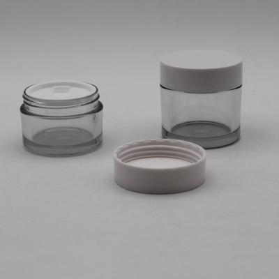 China 200G Low Profile Screw Cover Custom Double Wall Jar Cosmetic Cream Pet Hair Pomade Plastic Packaging Jar for sale