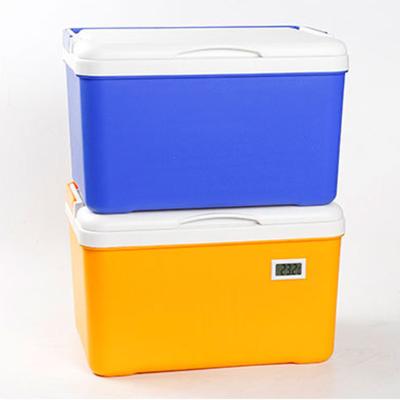 China Waterproof 20L 26L 38L insulated hand rotomolded food to carry cooler plastic box with thermometer for camping for sale