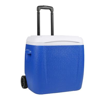 China Waterproof Insulated Thermal Ice Box Frozen Coolers For Fish Storage And Fresh Food With Tall Wheels for sale