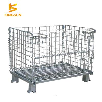 China Collapsible Collapsible Collapsible Steel Welded Mesh Container Storage Stackable Pallet Wire Cage for sale