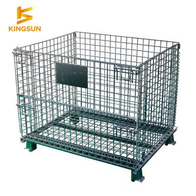 China European Warehouse Warehouse Galvanized Stackable Collapsible Metal Steel Storage Wire Mesh Containers For PET Preform Industry for sale