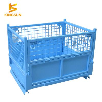 China Metal Steel Pallet Stillage Rack Metal Pallet Box Wire Mesh Collapsible Collapsible Stacking Steel Box For Auto Parts for sale