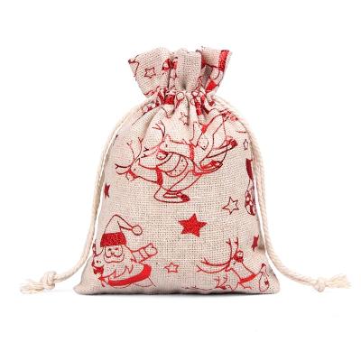 China High Quality Custom Colorful Personalized Christmas Cotton Folding Drawstring Bag for sale