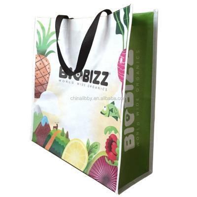 China High Quality Foldable Handled Recycled Laminated Non Woven RPET Reusable Shopping Bag for sale