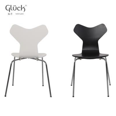 China Hot Selling New Design Classic Chair Stainless Steel High Legs Dining Room STACKABLE Modern Wooden Back Restaurant Restaurant Chair for sale