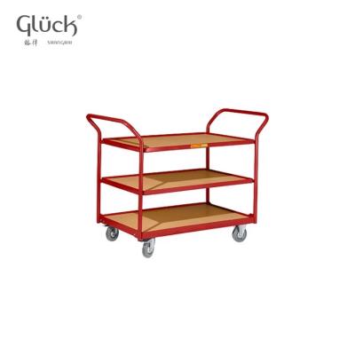 China New Design Three Layer Steel Table Trolley Warehouse Storage Trolley With High Quality for sale