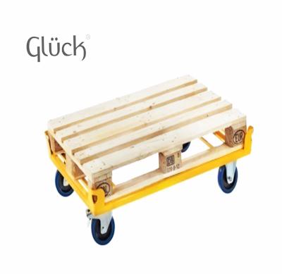 China New Design 400KG Cargo Storage Dolly Movable 4 Wheeled Roll Cart Single Layer Deck Cart for sale