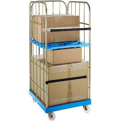 China Warehouse roll container with ABS basement and support plate, nylon wheels, galvanized steel side wall and rear wall for sale