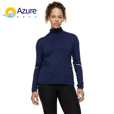 China Breathable New Women's Yoga Long Sleeve T-Shirt Fitness Half Zip High Elastic Gym Sports T-Shirt Yoga Dress for sale