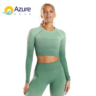 China Breathable 2022 New Female Sportswear Long Sleeves Set Yoga Set Two pieces yoga sets for sale