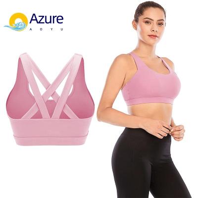 China Breathable Woman Yoga Bra Logo Customized Stretchy High Active Fitness Women's Sports Bra for sale