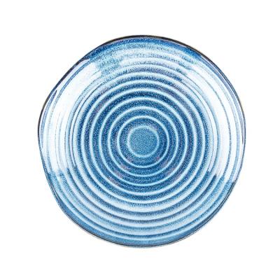 China Trendy Chaoda 9.75 Inch Porcelain Ceramic Dishes Ribbed Shape Design Modern Dinner Plate for sale