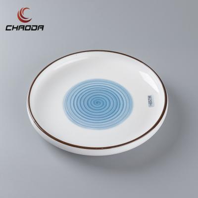 China CHAODA Dinner Dishes Viable Ceramic Logo Porcelain Plate Personalized Ceramic Wholesale Custom Dishes for sale