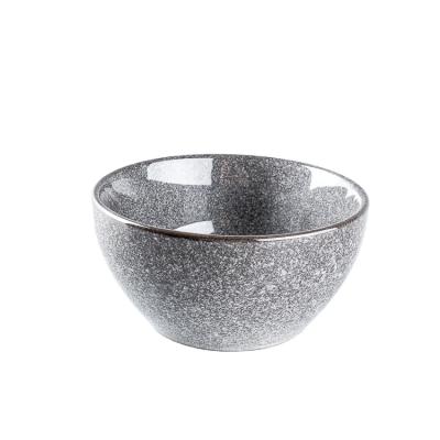 China Sustainable Wholesale 6.5 Inch Gray Ceramic Rock Bowl Colored Glazed Dinnerware for sale