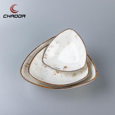 China New China-madeTriangle Sustainable Creative Deep Bowl Porcelain Ceramic Hotel Household for sale