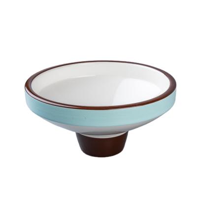 China 8 and 10 Inch Ceramic High Foot Bowl Chinese Style Porcelain Tableware Round Viable Creative Porcelain Dishes for sale