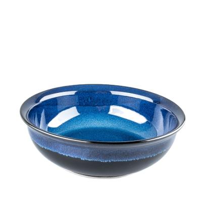 China Wholesale 8/10/12 Inch Porcelain Noodle Bowl Bright Blue Home Use Salad Bowl Fruit Bowl Stocked Ceramic Server for sale