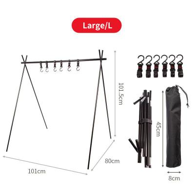 China Lightweight Camping Accessories Travel Barbecue Triangle Storage Outdoor Hanging Rack With Hook for sale